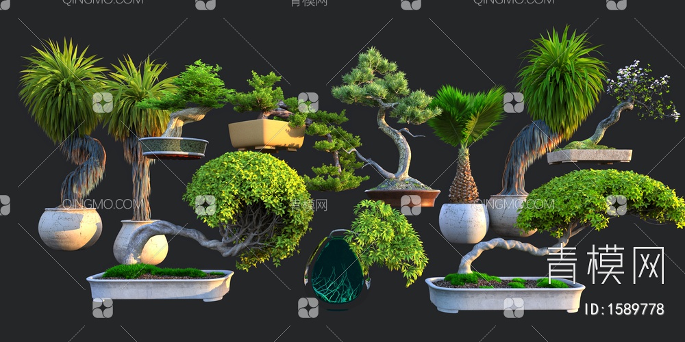 盆栽盆景3D模型下载【ID:1589778】