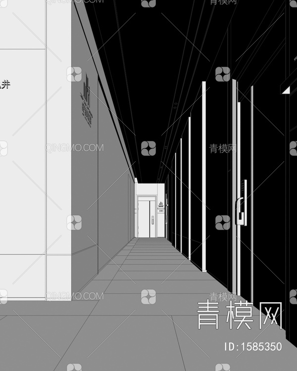 电梯间 公区 入户走廊3D模型下载【ID:1585350】
