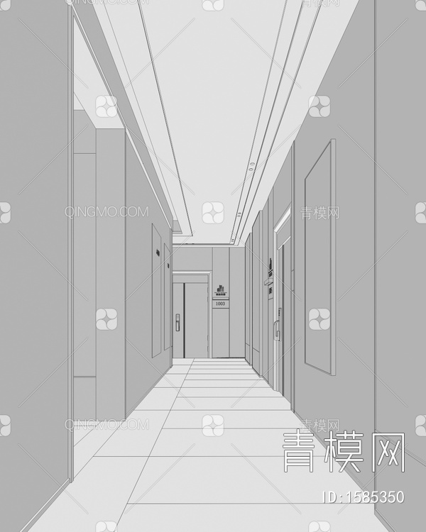 电梯间 公区 入户走廊3D模型下载【ID:1585350】