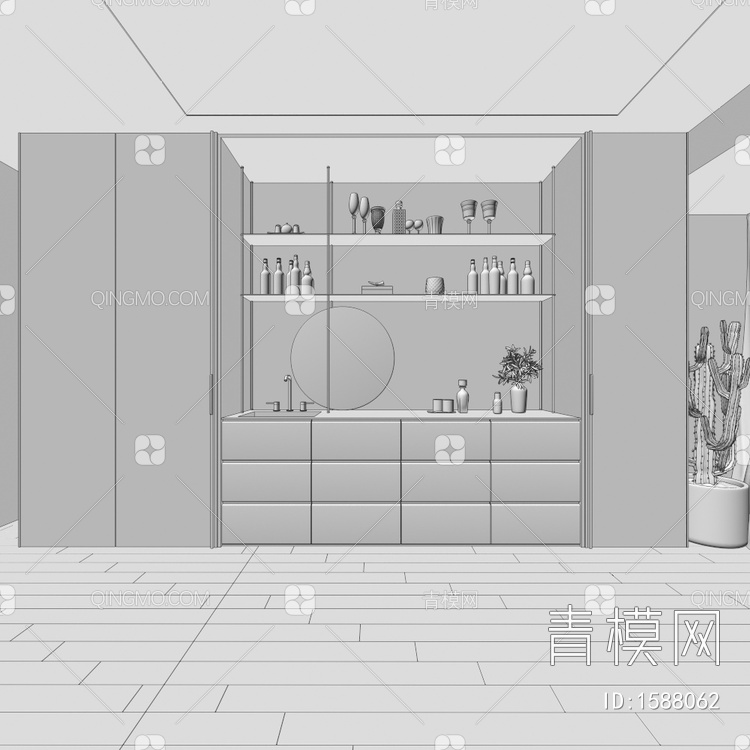 组合柜，餐边柜3D模型下载【ID:1588062】