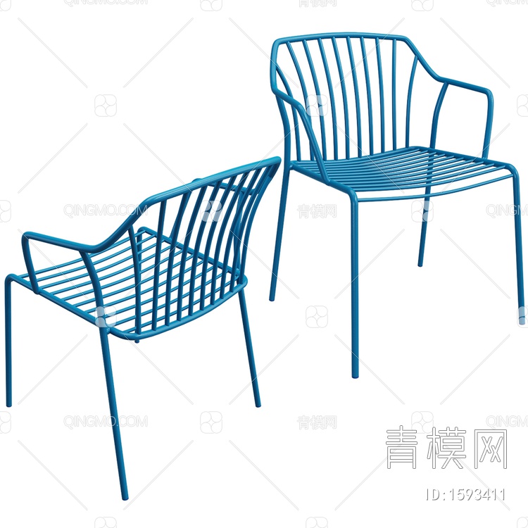 Ada 淡粉蓝金属单椅3D模型下载【ID:1593411】
