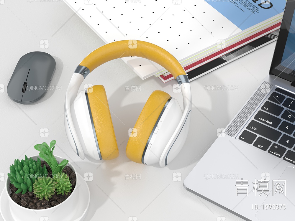 耳机 头戴式耳机 苹果笔记本电脑 鼠标3D模型下载【ID:1593375】