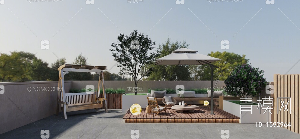 庭院景观 屋顶花园3D模型下载【ID:1592964】