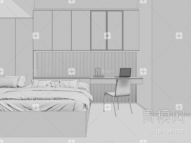 家居卧室、榻榻米3D模型下载【ID:1591050】