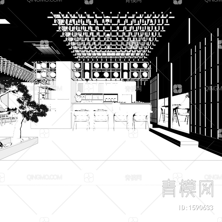 寿司料理刺身店全景3D模型下载【ID:1590633】