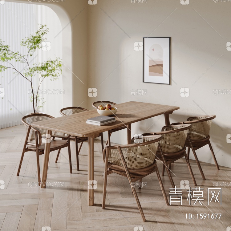 餐桌椅组合3D模型下载【ID:1591677】