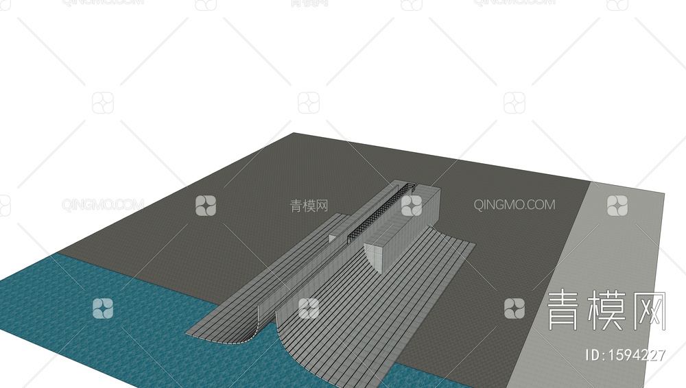 滨水图书馆SU模型下载【ID:1594227】