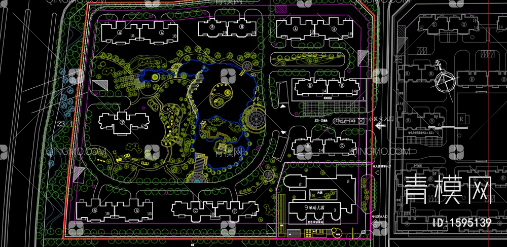 居住小区的种植绿化规划图 施工图 概念方案【ID:1595139】
