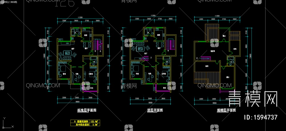 住宅建筑平面方案【ID:1594737】