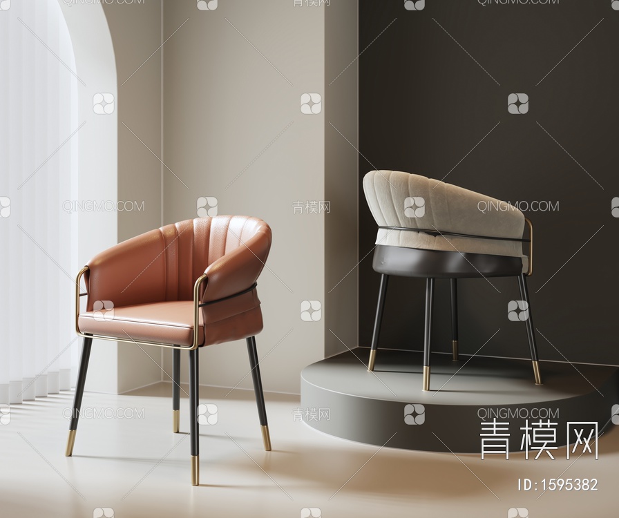 餐椅  单椅SU模型下载【ID:1595382】