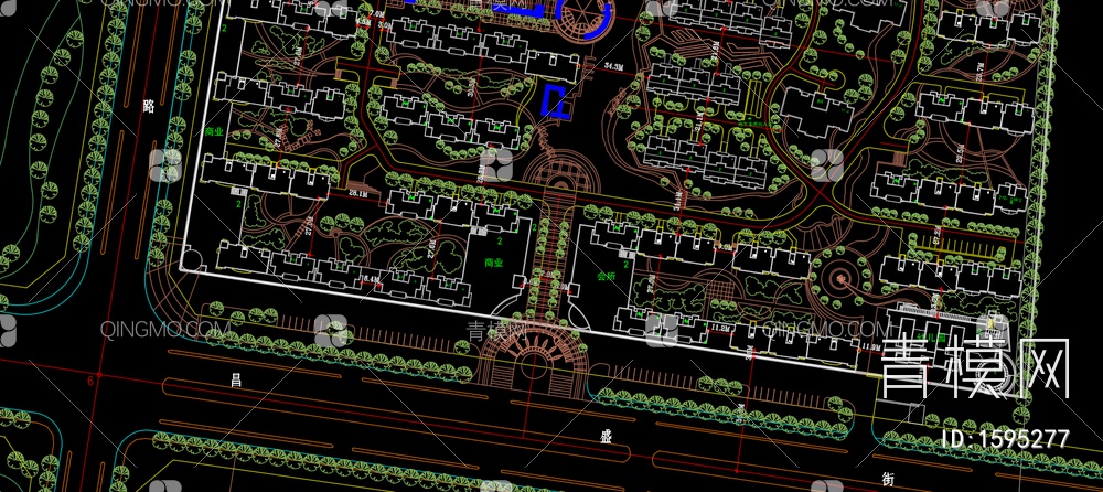 居住小区的种植绿化规划图 施工图 概念方案【ID:1595277】