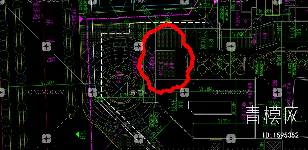 居住小区的种植绿化规划图 施工图 概念方案【ID:1595352】