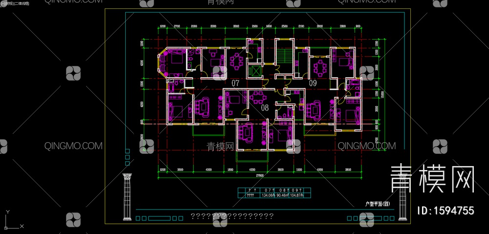 住宅建筑平面方案【ID:1594755】