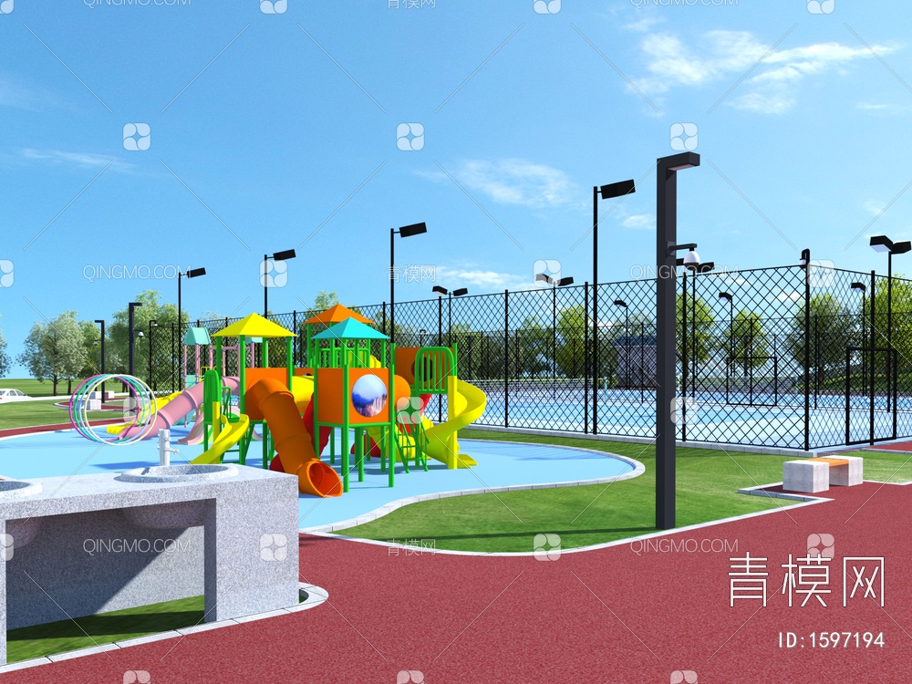 公园儿童游乐区3D模型下载【ID:1597194】
