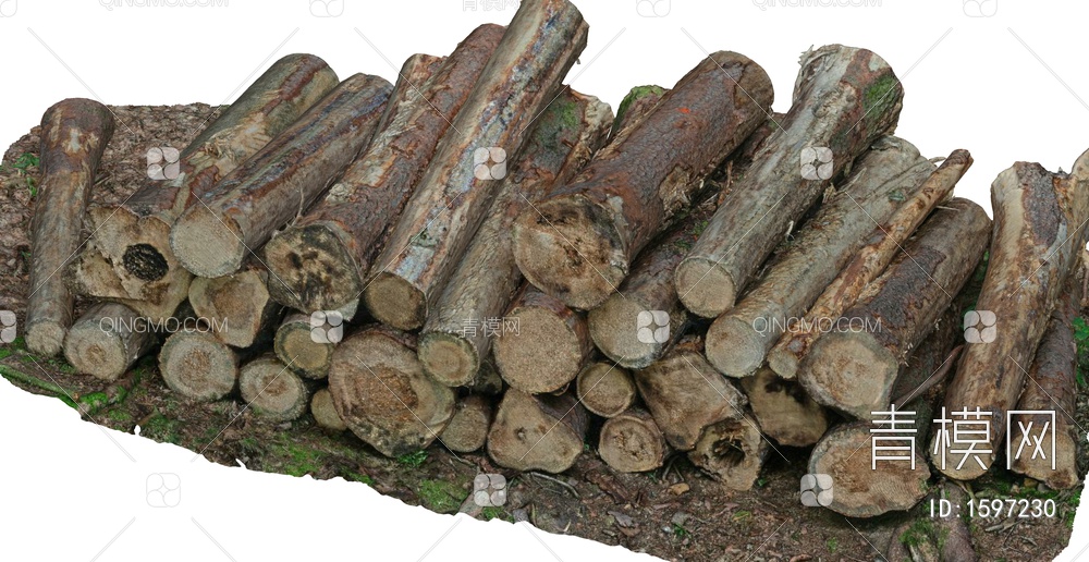 木堆 木桩  树干伐木堆SU模型下载【ID:1597230】