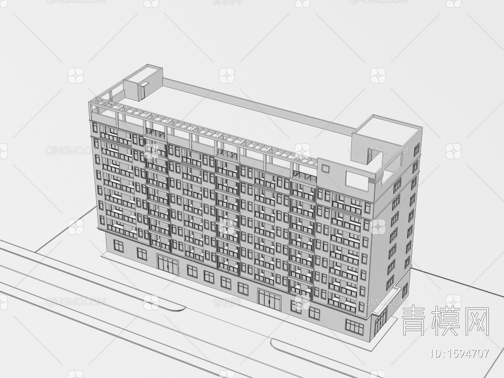 宿舍住宅楼3D模型下载【ID:1594707】
