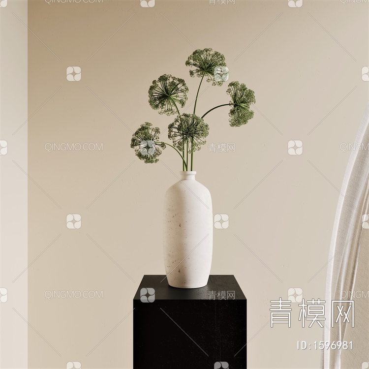 花瓶，绿植，花艺，摆设，饰品3D模型下载【ID:1596981】