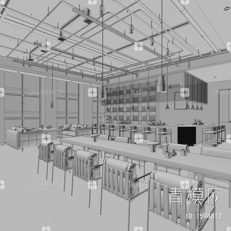酒吧 咖啡厅 奶茶店 甜品店 西餐厅 酒吧3D模型下载【ID:1594812】