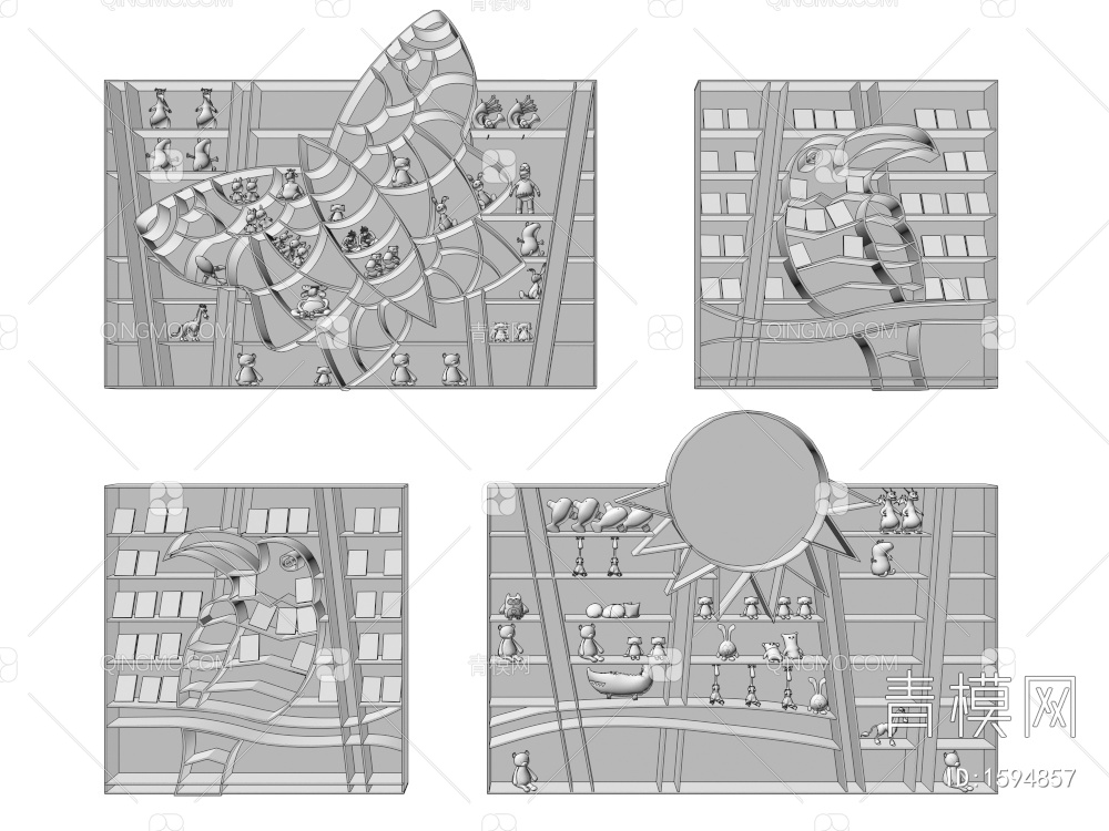 儿童装饰柜组合3D模型下载【ID:1594857】