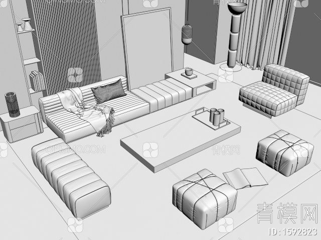 Minotti 米洛提 沙发茶几组合3D模型下载【ID:1592823】