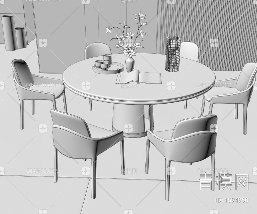 Minotti餐桌椅3D模型下载【ID:1594950】