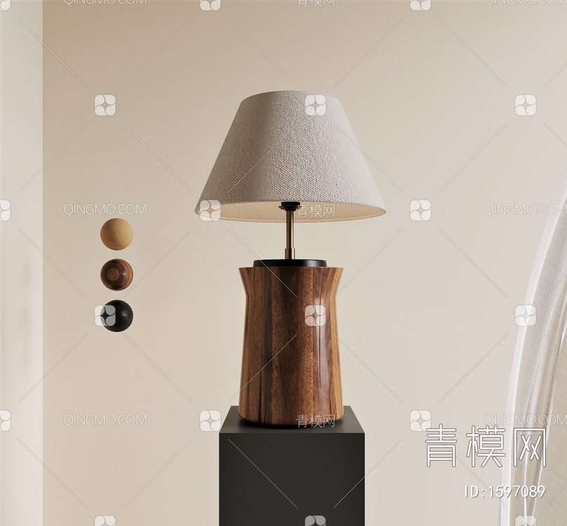 台灯，原木，灯罩3D模型下载【ID:1597089】