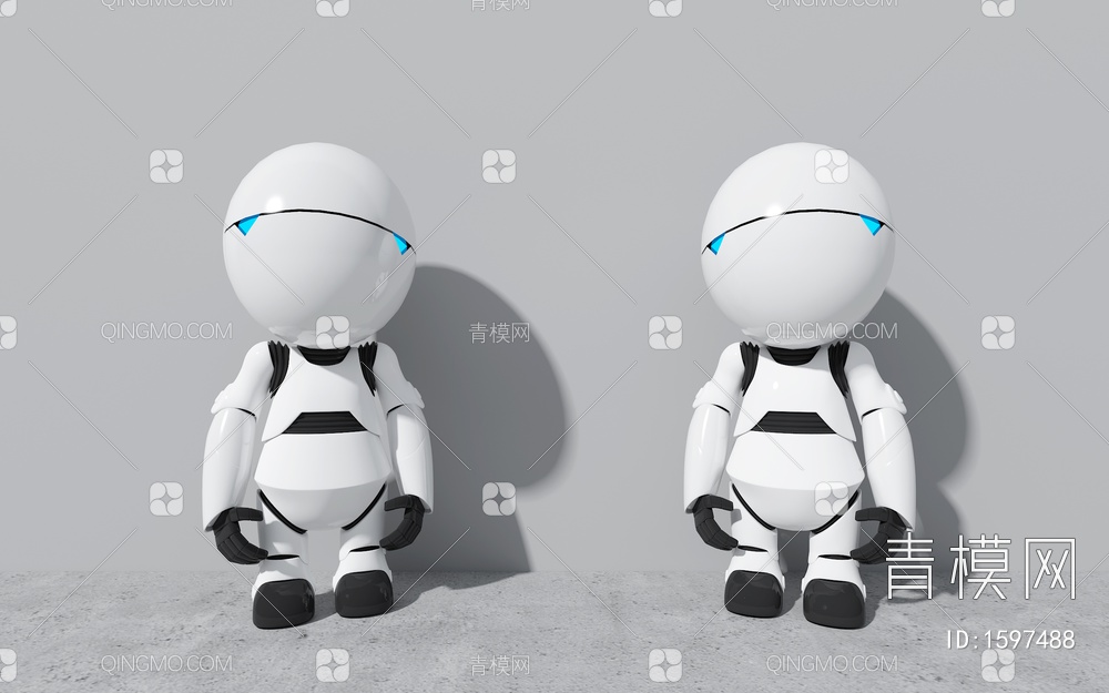 卡通机器人 圆头卡通机器人 时尚机器人3D模型下载【ID:1597488】