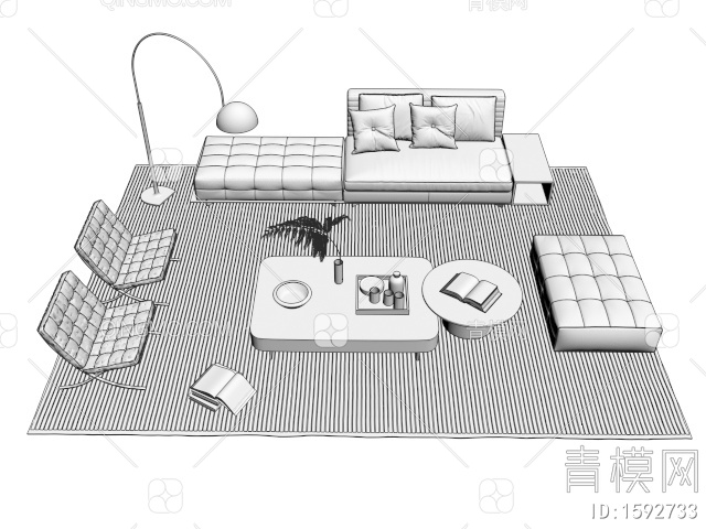 Minotti 米洛提 沙发茶几组合3D模型下载【ID:1592733】
