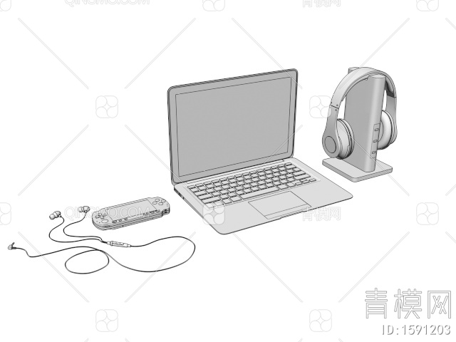 数码电子产品 游戏机笔记本电脑耳麦3D模型下载【ID:1591203】