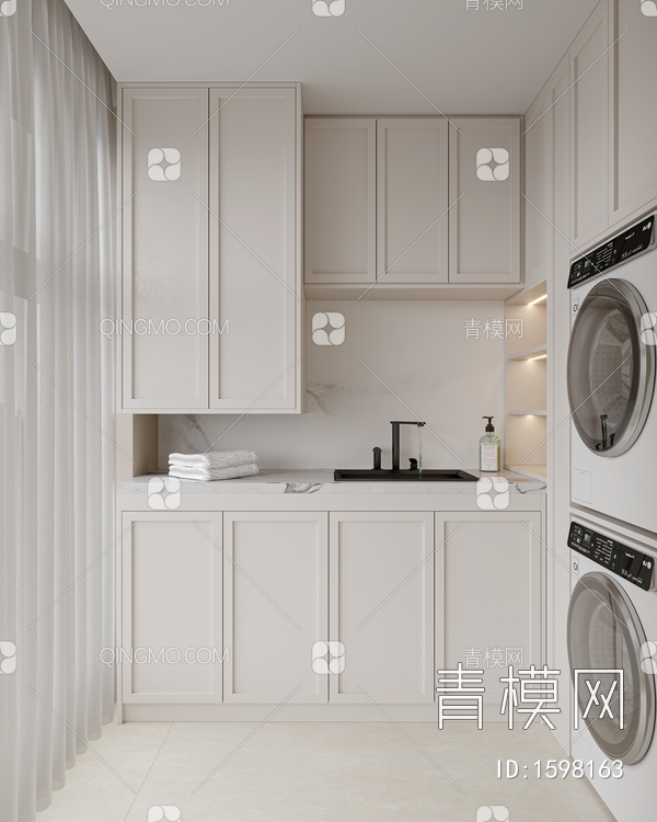 阳台洗衣机柜3D模型下载【ID:1598163】
