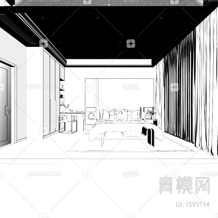 卧室 老人房 长辈房3D模型下载【ID:1593114】