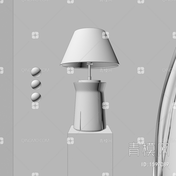 台灯，原木，灯罩3D模型下载【ID:1597089】