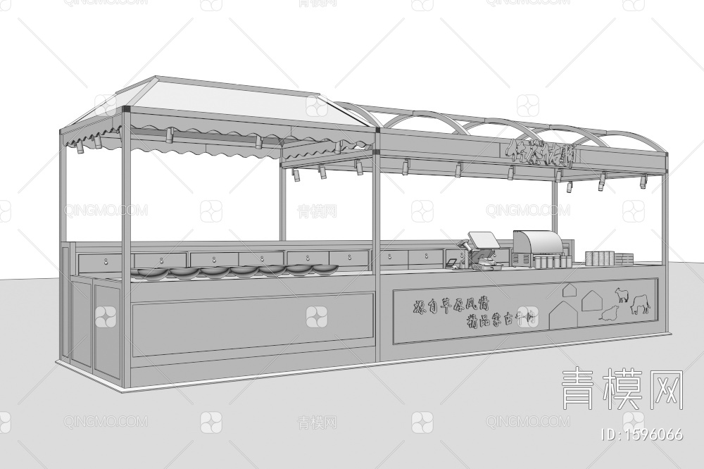 商场多经点位零食店小吃店卤味店风干牛肉店3D模型下载【ID:1596066】