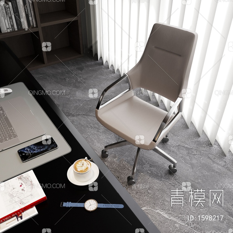 米色不锈钢办公椅3D模型下载【ID:1598217】