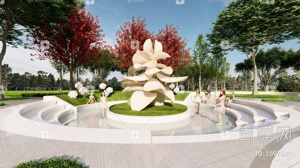 花朵雕塑小品公园广场景观SU模型下载【ID:1597689】