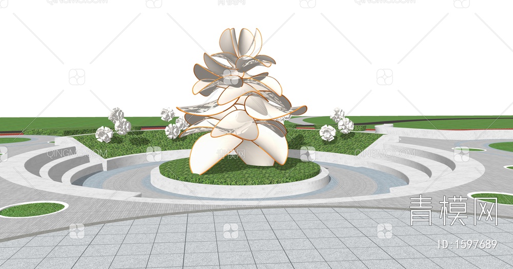 【花朵雕塑小品公园广场景观SU模型】-现代SU8.0Lumion有花朵雕塑小品公园广场景观SU模型下载-ID1597689-免费SU模型库 ...