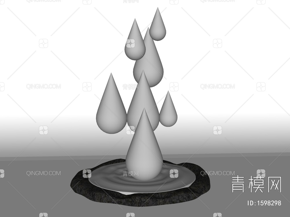 水滴雕塑 商业广场雕塑景观小品SU模型下载【ID:1598298】