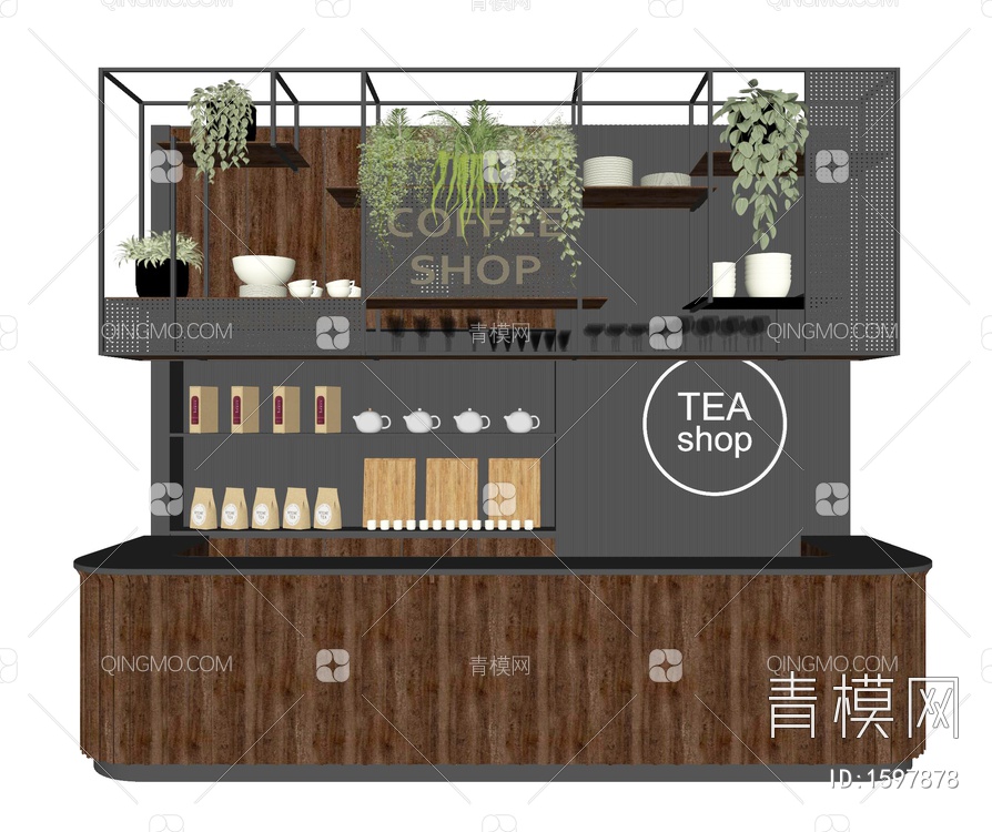咖啡厅收银台 咖啡吧台 奶茶店SU模型下载【ID:1597878】