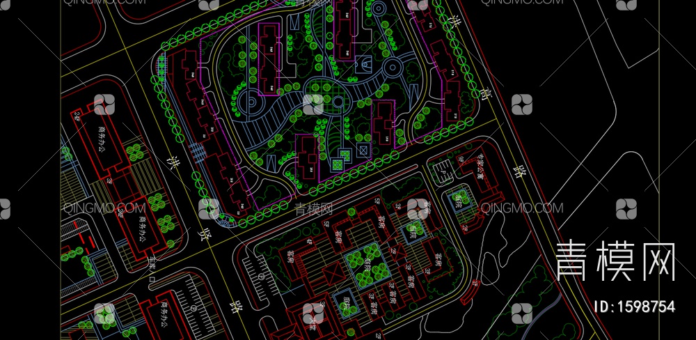小区种植绿化规划平面图【ID:1598754】