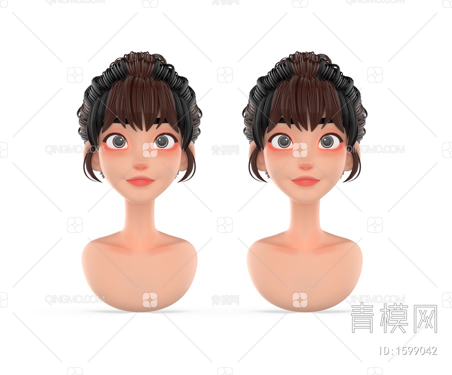 雕塑 美少女头像3D模型下载【ID:1599042】