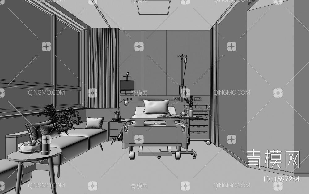 医院VIP单间病房3D模型下载【ID:1597284】