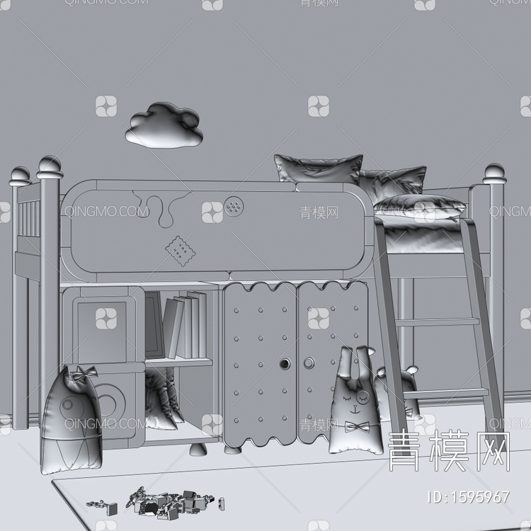 实木儿童床3D模型下载【ID:1595967】