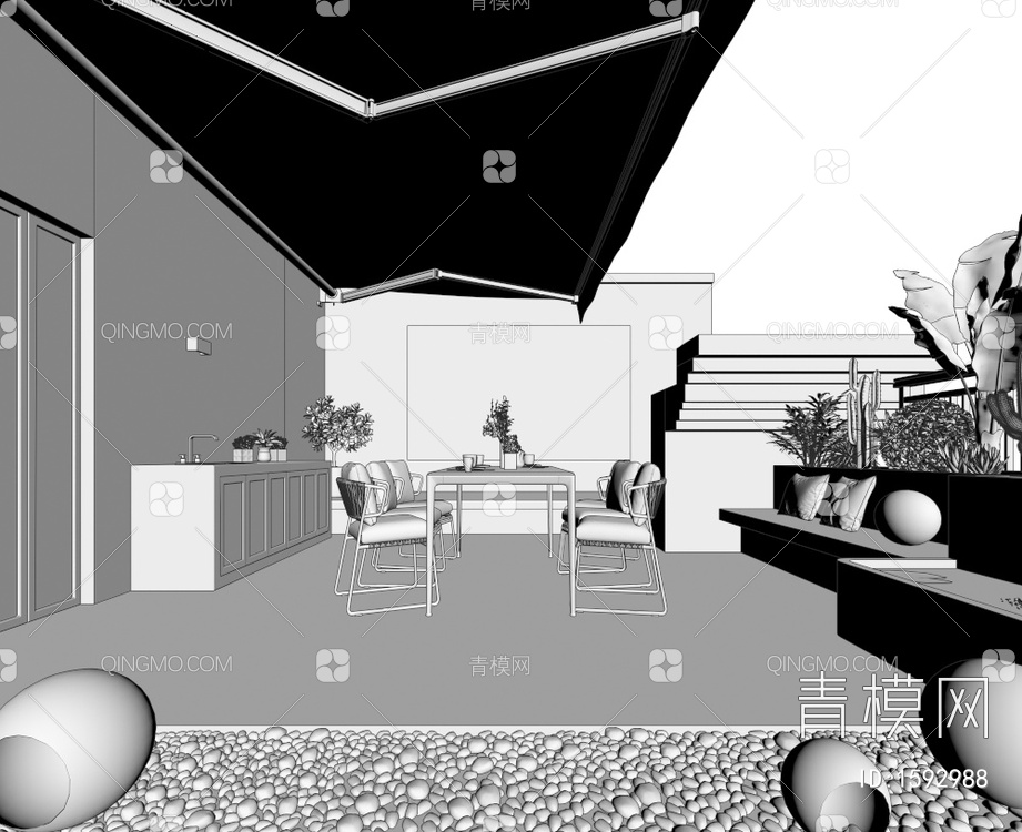 屋顶花园3D模型下载【ID:1592988】