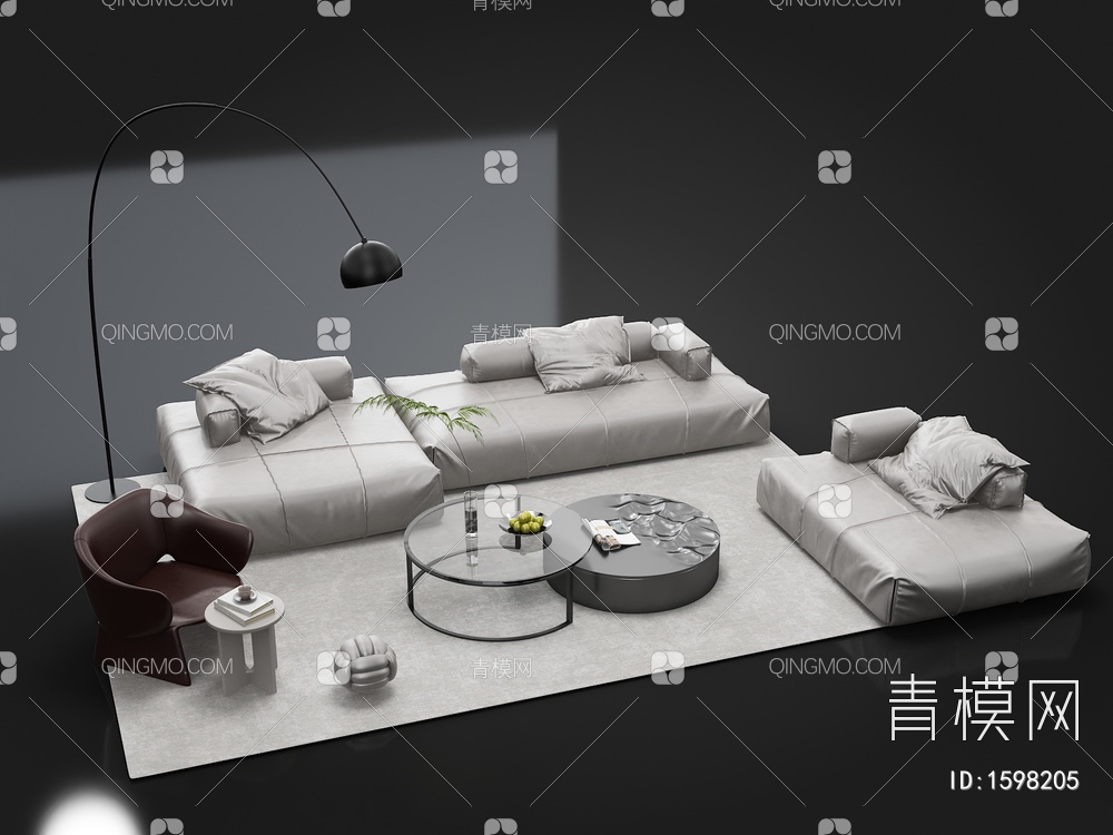 沙发茶几组合3D模型下载【ID:1598205】