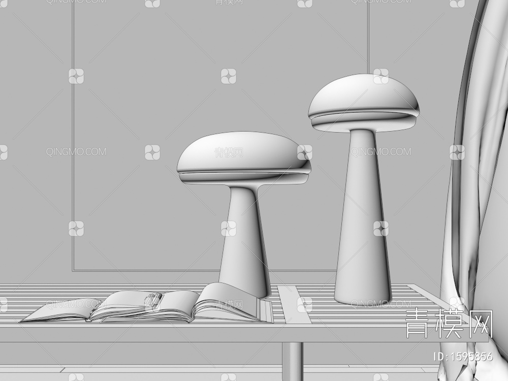 儿童蘑菇台灯，亚克力台灯3D模型下载【ID:1595856】