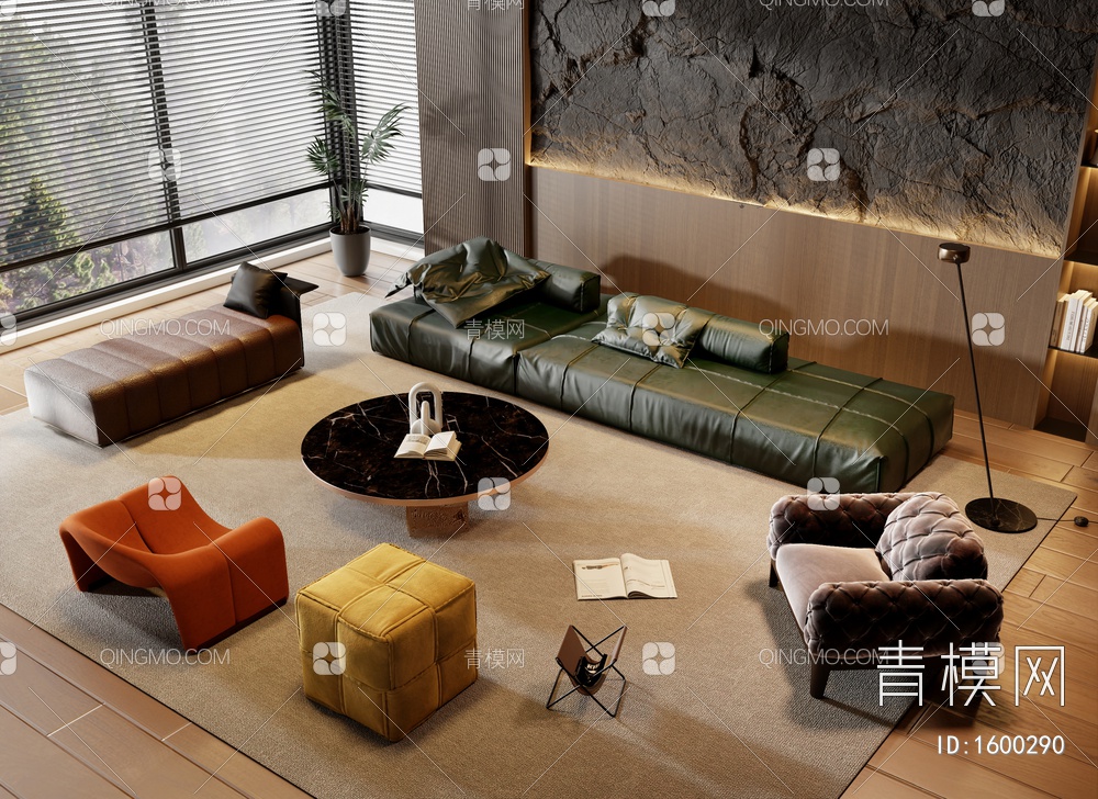 Minotti 米洛提 沙发茶几组合3D模型下载【ID:1600290】