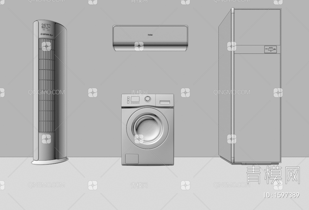 空调 冰箱 洗衣机3D模型下载【ID:1597389】