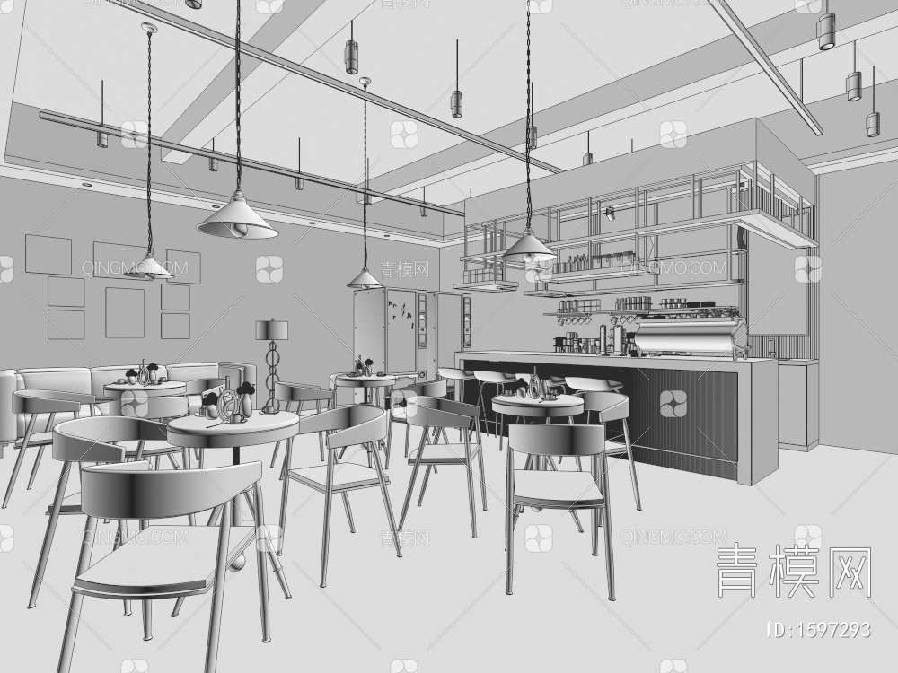咖啡厅3D模型下载【ID:1597293】