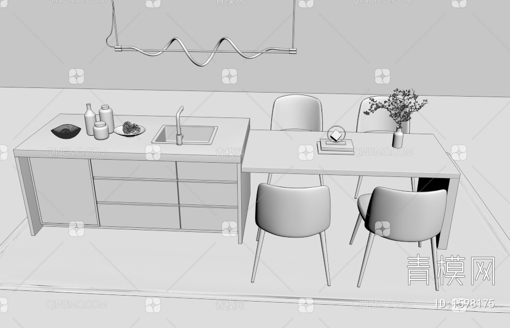 餐桌椅3D模型下载【ID:1598175】