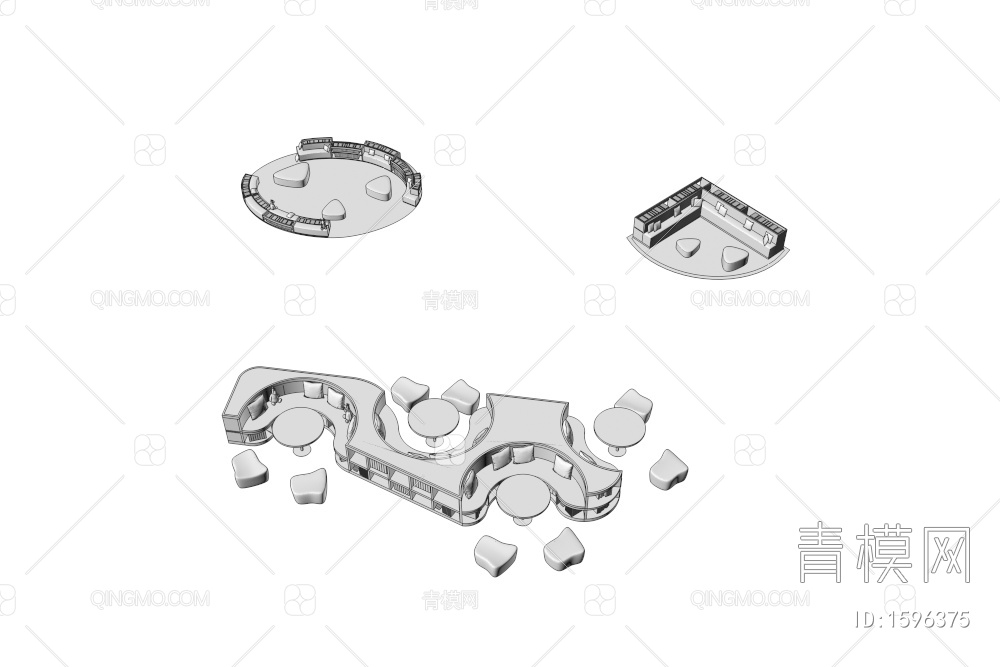 儿童阅读桌椅3D模型下载【ID:1596375】